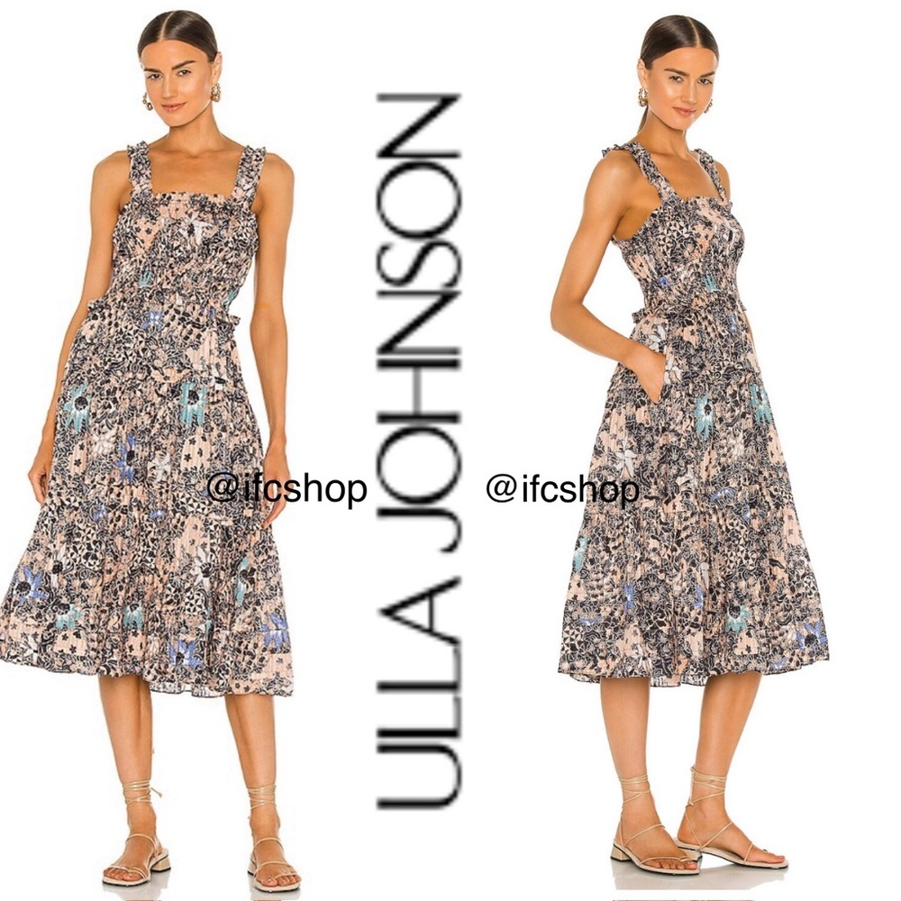 Ulla Johnson Annisa Midi Floral Tiered Dress in Faded Coral 2 - Picture 8 of 8